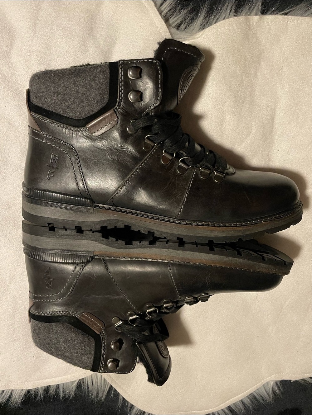 Brand new Real Leather Reserved Footwear New York Men's Black Lace-Up Boots